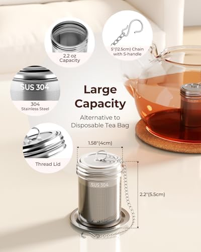 2 Pack Reinmoson 304 Stainless Steel Tea Infuser for Loose Leaf Tea