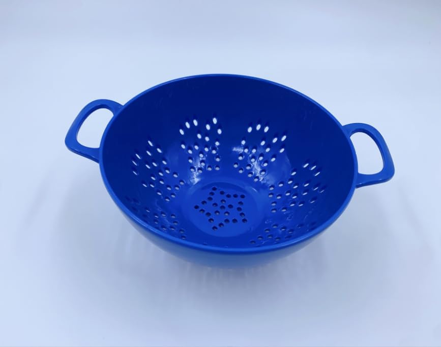 Heavy Duty 6 Inch Mini Food Colander, Dishwasher Safe with Double Handles for Fruit Vegetable BPA Free (Blue)