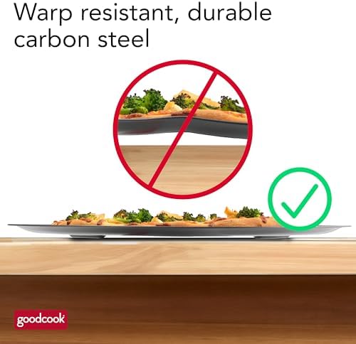 GoodCook AirPerfect Insulated Nonstick Carbon Steel Pizza Pan with Cutting Guides, Perforated Nonstick Pizza Pan, 15.75-Inch, Gray