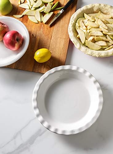 LE TAUCI Ceramic Pie Pans for Baking, 9 Inch, 36 OZ, Set of 2, White