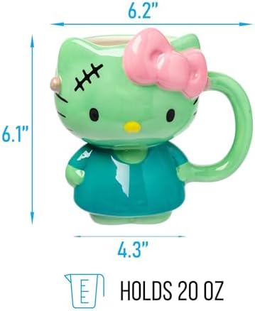 Silver Buffalo Sanrio Hello Kitty Frankenstein Look, 3D Sculpted Mug, 20oz