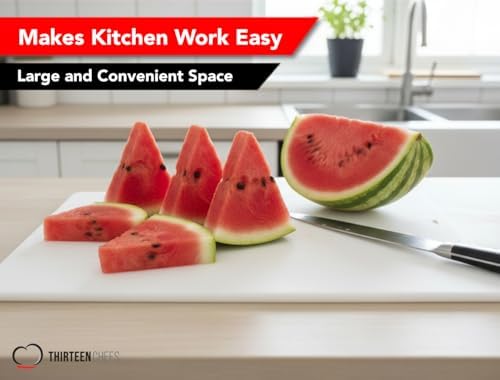 Thirteen Chefs 18x12 White Cutting Board for Kitchen, 1/2" Thick Plastic