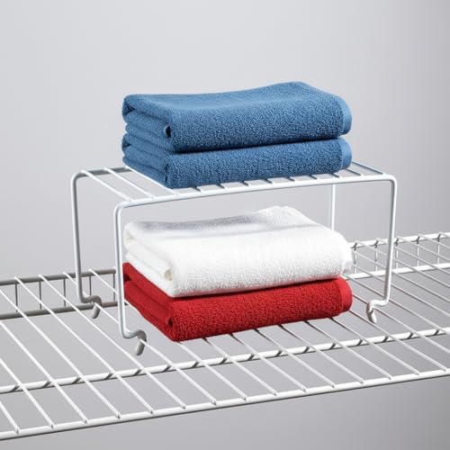2-Pack Small (10.8x5.3inch) White Stackable Shelf Organizer Rack, Kitchen Shelves Organization for Cabinet, Pantry Organizers and Storage, Wire Shelf Rack, Desk Organizer, Rustproof