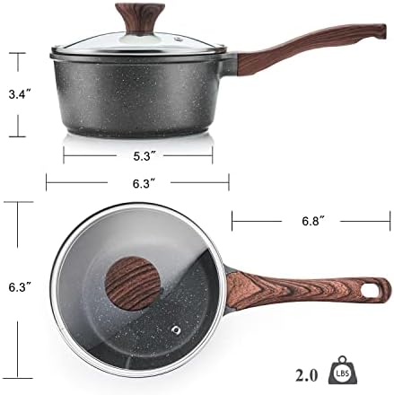 SENSARTE Nonstick Sauce Pan Set with Lid, 1.5+2 Quarts, PFOA/PFOS Free