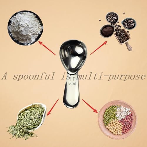2 Pack Coffee Scoop 15ml Stainless Steel Measuring Spoon Set for Ground Coffee
