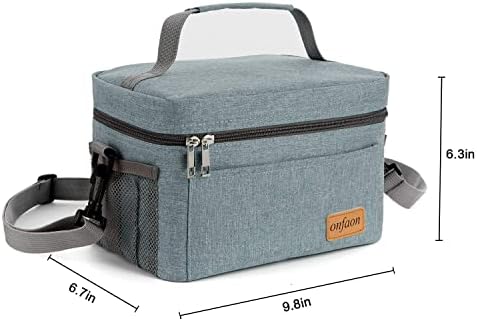 ONFAON Lunch Bag for Men/Women, Insulated Reusable Lunch Box Leakproof Cooler Tote Bag Freezable with Adjustable Shoulder Strap for Office Work Picnic Beach(Grey)