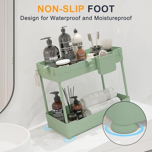 Sevenblue 2-Pack Under Sink Organizer with Hooks & Hanging Cup for Kitchen