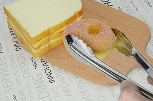 HINMAY Mini Stainless Steel Food Tongs with Silding Rings 7-Inch, Set of 6