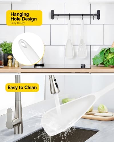 BUNDLEPRO Silicone Cooking Spoons for Nonstick Cookware, One-Piece, 2 Pack