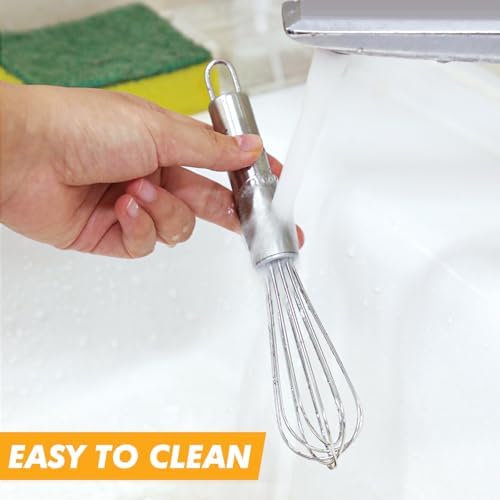 Webake 7.5" Stainless Steel Mini Whisks, 304 Small Metal Whisk for Professional or Home Set of 2