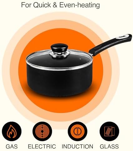 Utopia Kitchen Nonstick Saucepan Set with Lids 1 QT 2 QT Pots PFOS Free