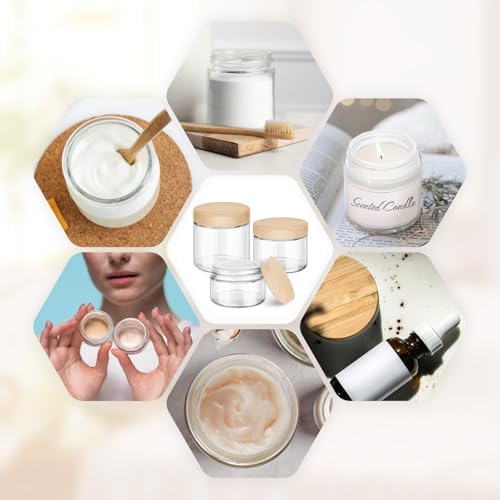 1 OZ, 2 OZ, 4 OZ Small Glass Jars with Plastic Woodgrain Lids, Stickers