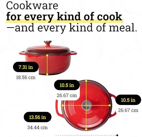 Lodge Essential Enamel Cast Iron Dutch Oven, 6 Quart, Island Spice Red