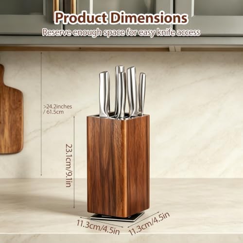 Magnetic Knife Block, 360° Rotating Knife Holder without Knives