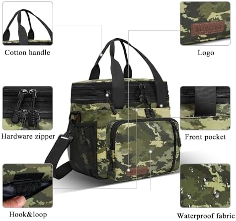 MIYCOO Lunch Bag for Men & Women, Expandable Double Deck Lunch Box, 15L