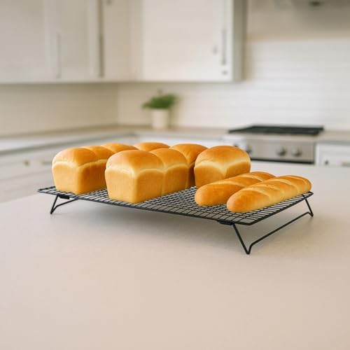 2 Pcs Cooling Racks for Baking, 13.4×9.4Inch Cookie Cooling Rack, Foldable Stackable Steel Wire Cooling Stands, Ideal for Cooling Cookies, Breads, Meats, and More