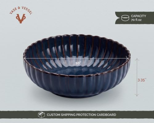 Vase & Vessel Serving Bowls, 70 oz, Set of 2 (Midnight Tide)