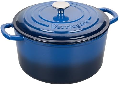 VORRINGARD Enameled Cast Iron Dutch Oven Pot with Lid, for Sourdough Bread Baking, Round Dutch Ovens, 4.5 Quart, Blue