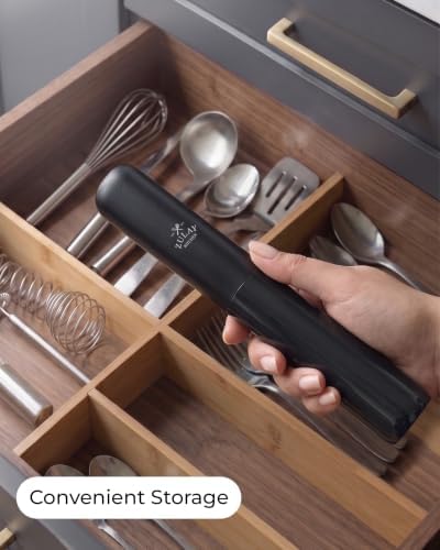Zulay Kitchen Rechargeable Milk Frother Handheld - Triple Coil Whisk, Electric Coffee Frother, Portable Hand Frother Wand, Drink Mixer for Matcha, Lattes & Cappuccinos, Kitchen Gifts - Black