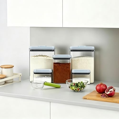 Pop Push Button Airtight Food Storage Containers Baking Set 5 Pcs