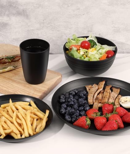 Quatish 24 Piece Plates and Bowl Set for 6, Dinnerware Dish Set for Kitchen