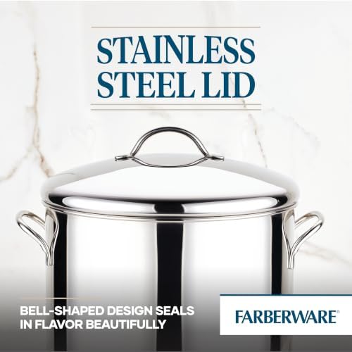 Farberware Classic Series 16 Quart Stock Pot with Lid, Stainless Steel