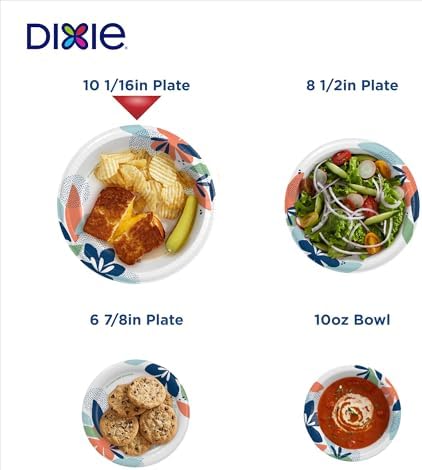Dixie Disposable Large Paper Plates 10 Inch, 54 Count, Heavy Duty