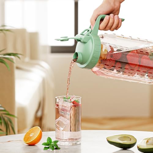 JunVpic Glass Mason Jar Pitcher, 64 oz Wide Mouth Jug