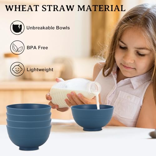 Small Kitchen Bowls, 10oz Yogurt Bowls Sets of 8 (Blue)