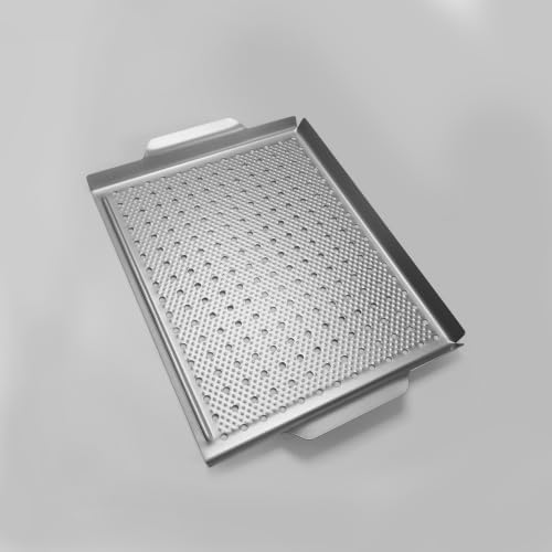 Non-Stick Grill Topper Pan, Carbon Steel Tray for BBQ, 15.7 x 11.2 in