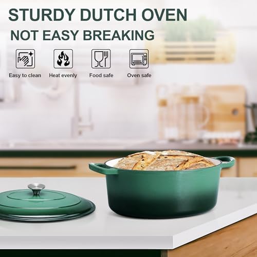 E-far 5QT Oval Dutch Oven Pot with Lid, Enameled Cast Iron Dutch Oven