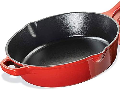 Cuisinart Chef's Classic Enameled Cast Iron Dutch Oven with Lid, Porcelain Enameled Interior, Oven Safe, Induction Compatible, 12-Inch, Chicken Fryer, Red Gradient