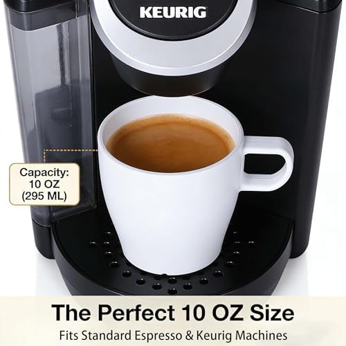 6-Pack 10 oz High-Heat Polypropylene Coffee Mugs, Lightweight Shatter-Resistant Reusable Plastic Cups for Kids, RV, Camping and Everyday Use, White