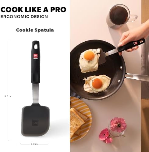 DI ORO Mini Silicone Spatula - Egg & Cookie Turner, 600F Heat Resistant