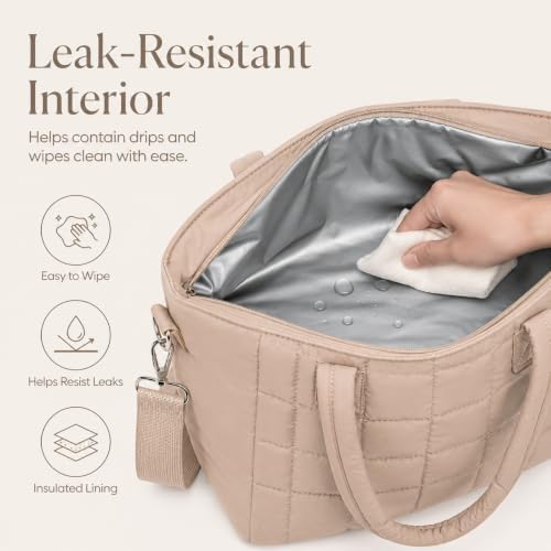 CAMTOP Lunch Box for Women Men Insulated Lunch Bag Lunch Tote Bag Leakproof Thermal Cooler Large Capacity for Travel Work School Picnic (Khaki Check, Medium)