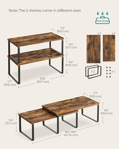 SONGMICS Cabinet Organizer Shelf, Set of 4 Spice Rack, Kitchen Storage