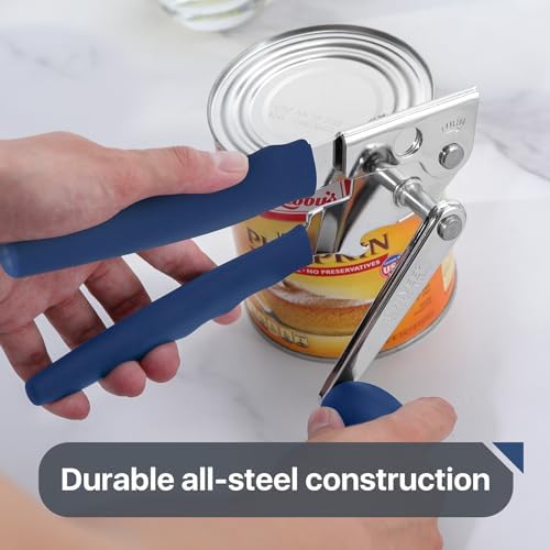 UHIYEE Commercial Can Opener Heavy Duty, Hand Crank for Large Cans, Blue