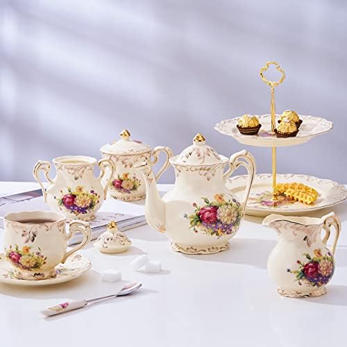 YOLIFE Small Flowering Shrubs Teapot with Infuser, 25 OZ / 2 Cup Tea Pot