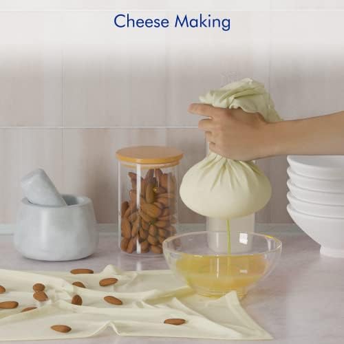 3 PCS Reusable Cheesecloth Bag & Nut Milk Bags, Grade 100, 14x14 Inch Hemmed Cheese Cloth for Straining Craft, 100% Cotton Unbleached Cloth Strainer for Cooking, Baking, Juicing, Cheese Making