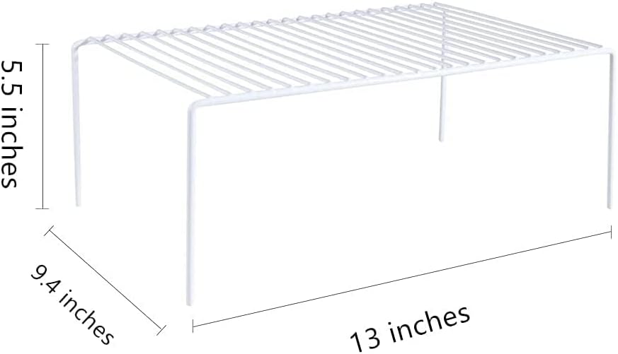 Kitchen Cabinet Shelf Organizer Set of 6, Medium (13 x 9.4 inch) Metal Wire Pantry Storage Shelves, Dish Plate Racks for Cabinets, Freezer, Counter, Cupboard Organizers and Storage, White