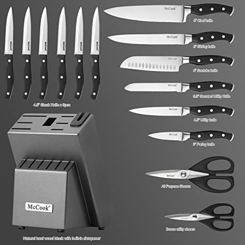 McCook® Knife Sets,German Stainless Steel Kitchen Knife Block Set with Built-in Sharpener (Pack of 2)
