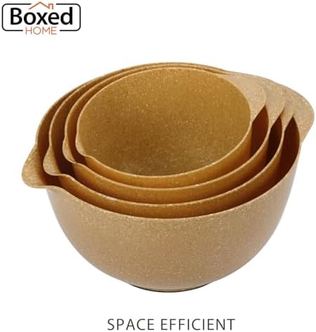 BoxedHome 4.5 Quart Large Plastic Mixing Bowls Set, Microwave Safe,4 Piece