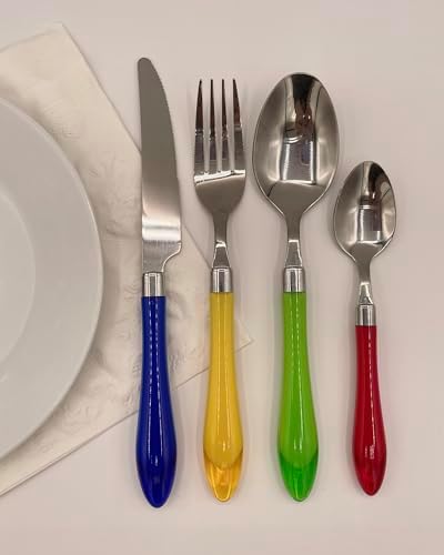 Gypsy Color Rainbow Mix & Match Stainless Steel Flatware Collection, Set of 16