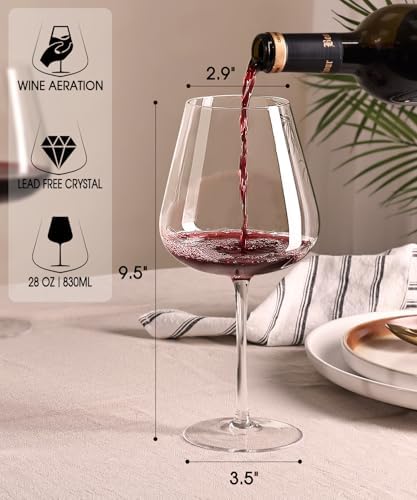 OJA Wine Glasses Set, Crystal Large Red Wine Glass Set of 4, 28 oz