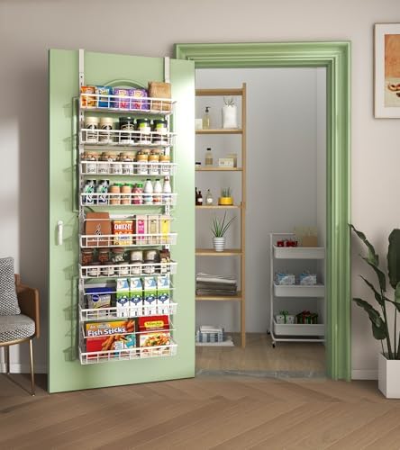Mefirt Over The Door Pantry Organizer, Wall Mount Spice Rack 8-Tier White