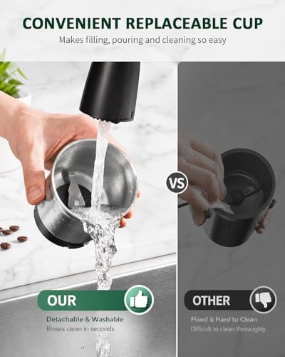SHARDOR Electric Super Silent Blade Coffee Grinder, Timed Grind Control Rotary Knob, Adjustable Coarse to Fine for Coffee Beans, Spices & Herbs, with 2 Removable Stainless Steel Bowl, Green