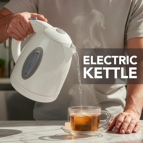 OVENTE 1.7L Electric Tea Kettle, 1100W BPA-Free Water Boiler, White KP72W