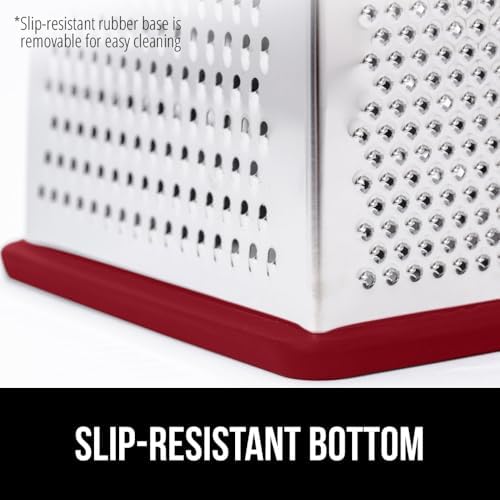 GORILLA GRIP® XL 4-Sided Stainless Steel BPA-Free Cheese Grater, Red