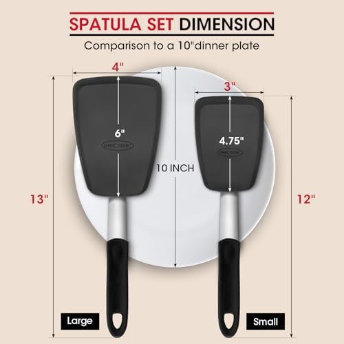 Unicook 2 Pieces Flexible Silicone Spatula Set for Kitchen Use, Food Grade
