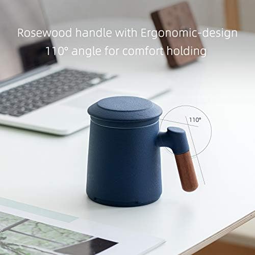 ZENS Tea Mug with Infuser and Lid for Loose Leaf Tea Steeper, 12oz Blue